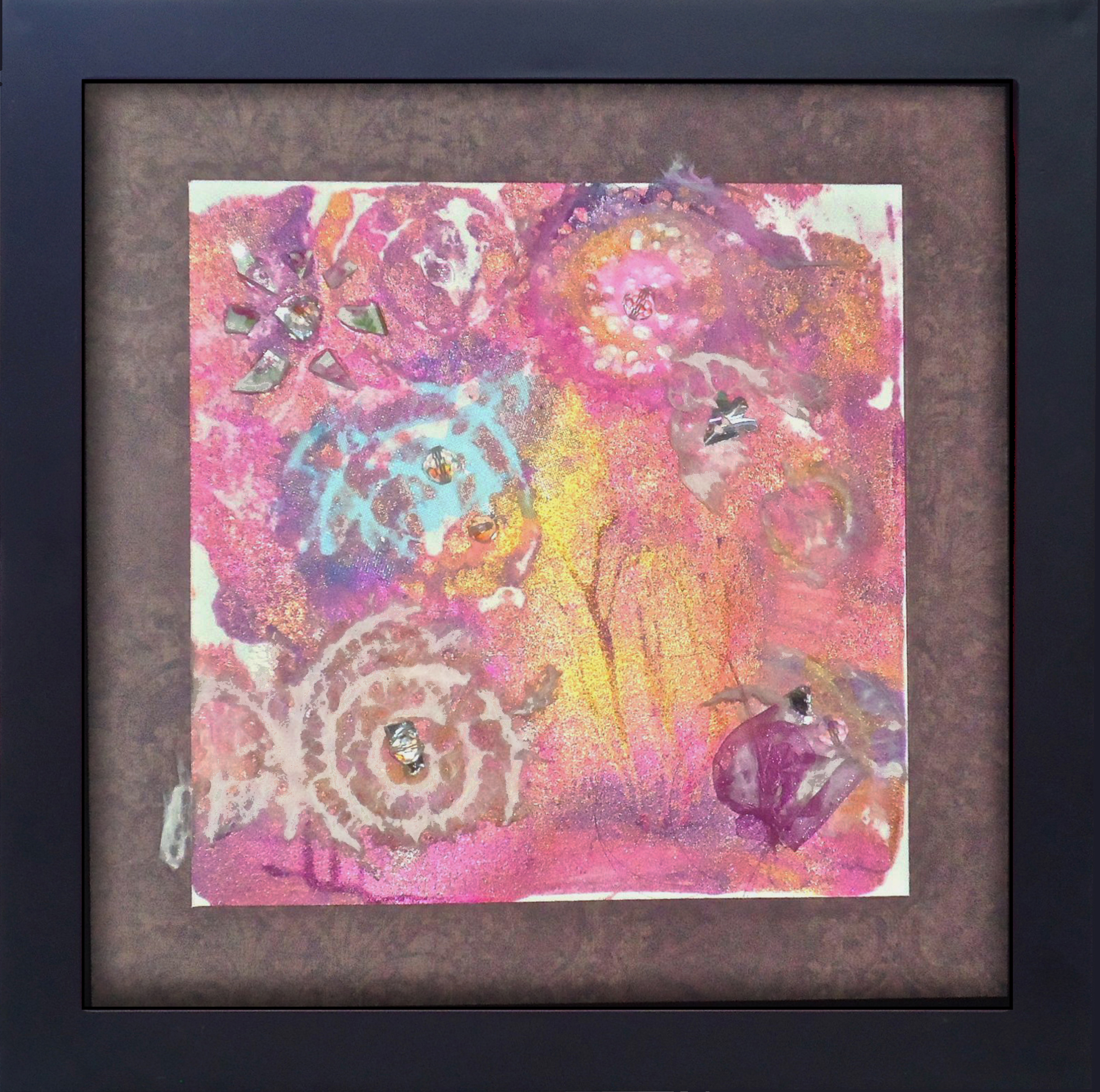 "Snow" mixed media, 8"x8"