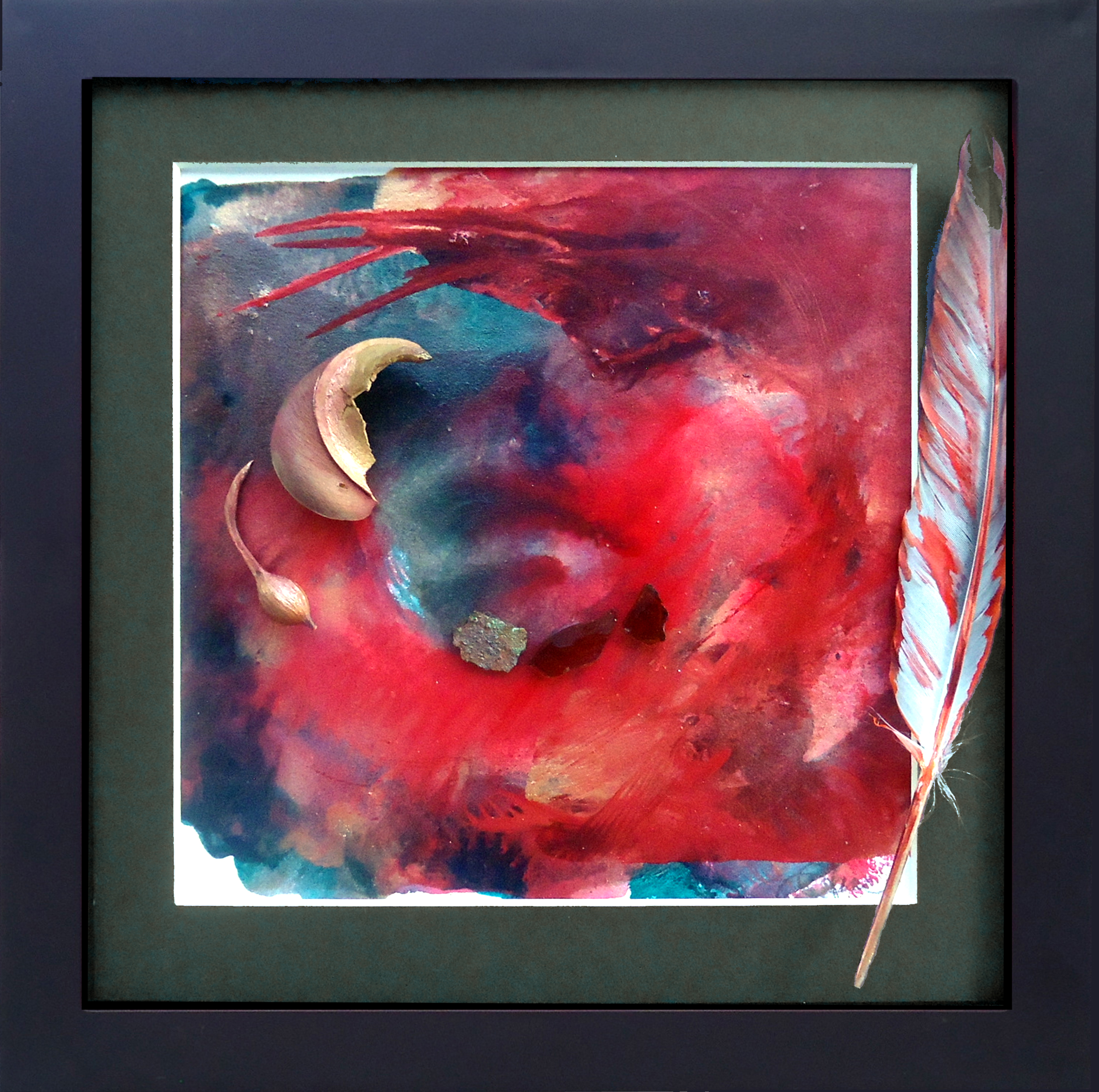 "Surrender to the Wind" framed monoprint, 8"x8"