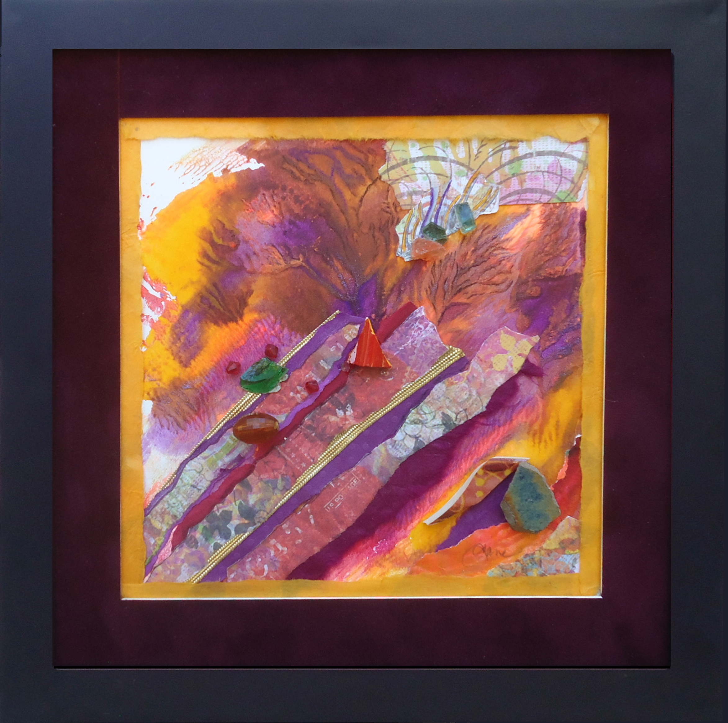"Landslide" framed monoprint, 8"x8" AVAILABLE / $75