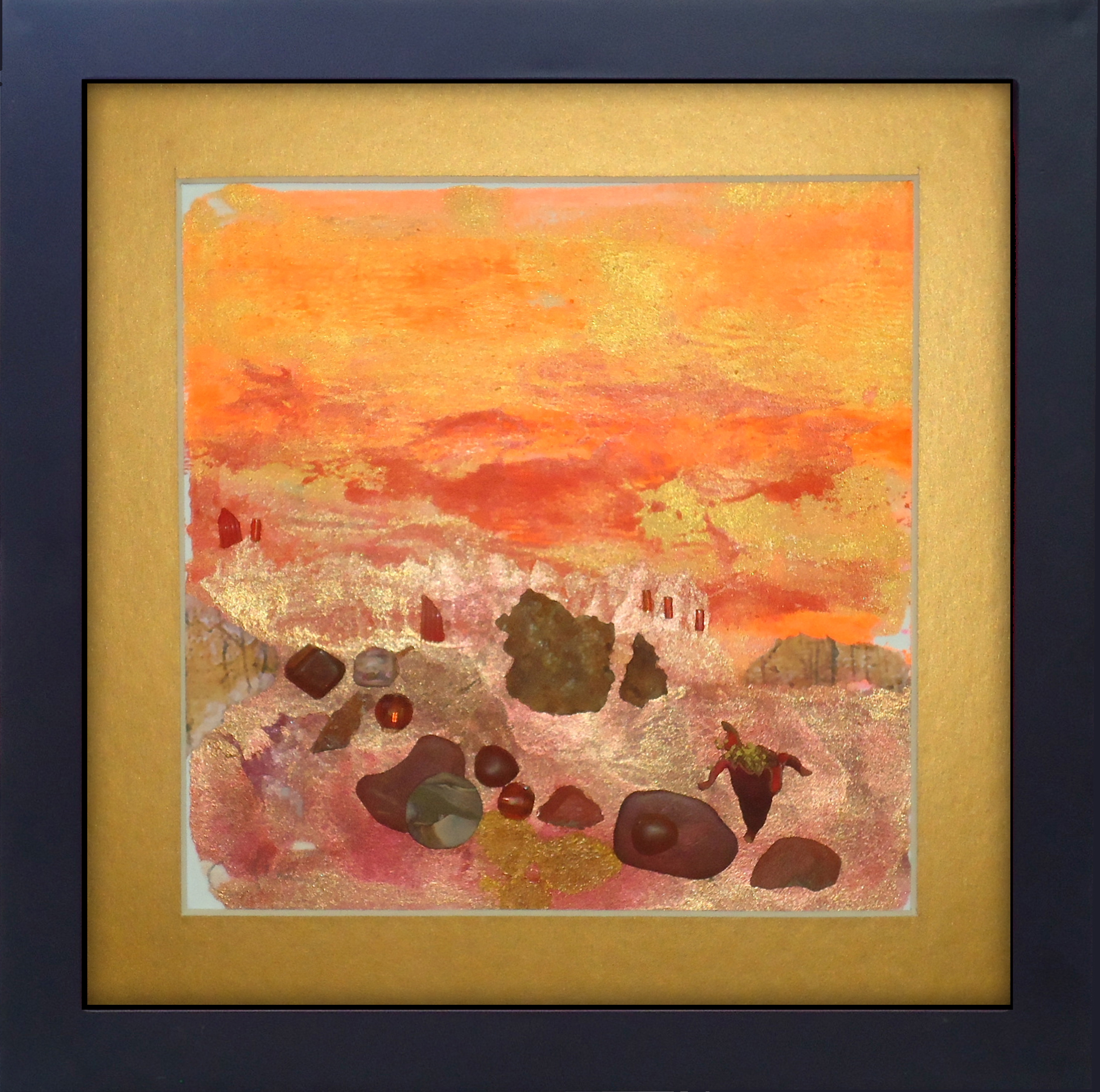 "Red Rocks" framed monoprint, 8"x8" AVAILABLE / $75