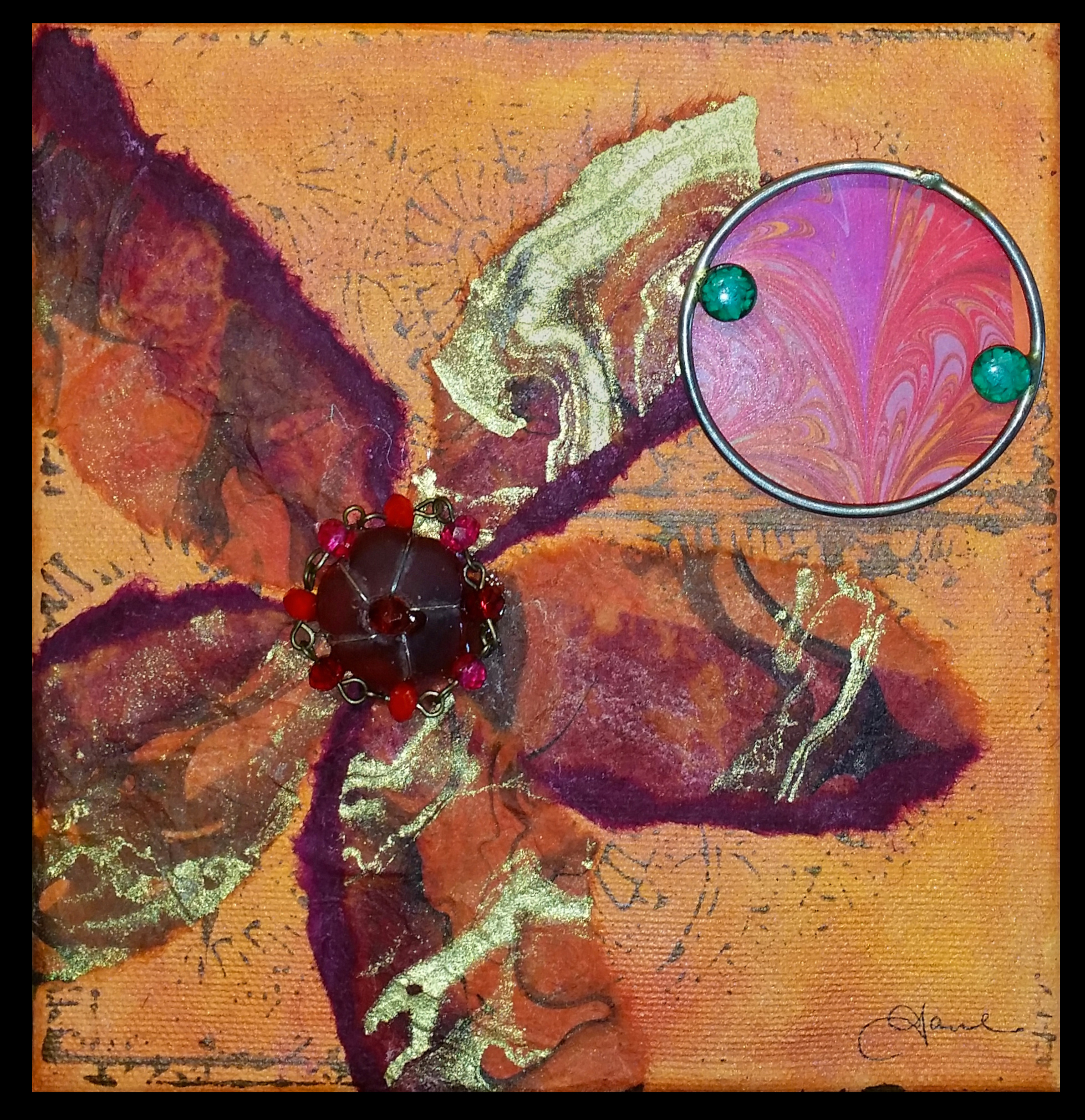 "Nothing But Flowers Mini II" mixed media, 6"x6"