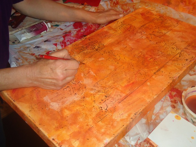 Drawing on canvas.