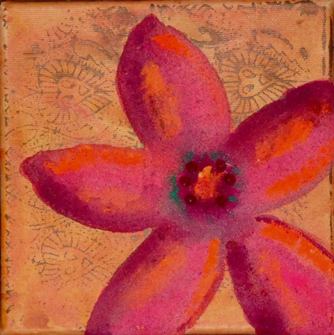 "Soft Surprise" mixed media, 6"x6" AVAILABLE / $49