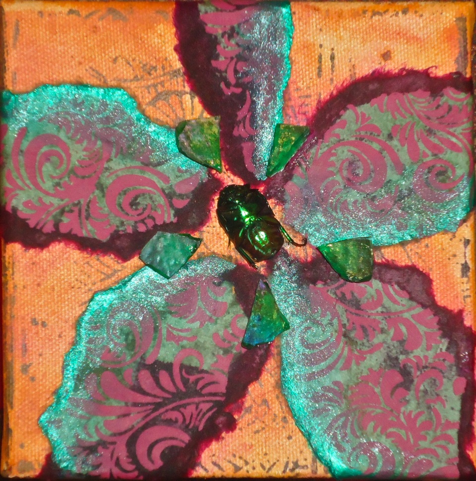 "50 Shades of Green" mixed media, 5"x5" AVAILABLE / $45