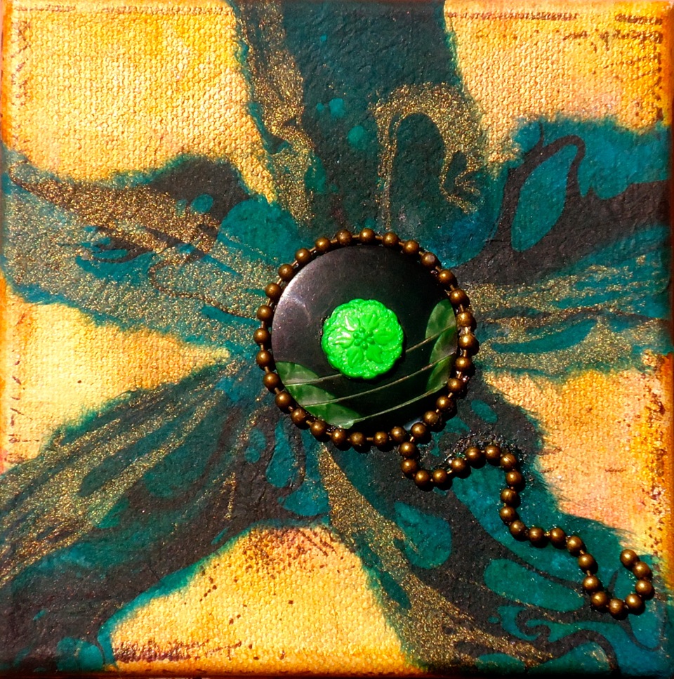 "Ask A Lady" mixed media, 5"x5" AVAILABLE / $45