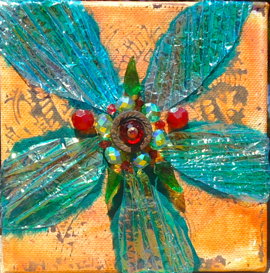 "Gift Wrapped" mixed media, 5"x5" 