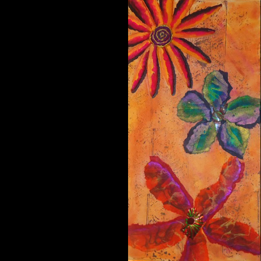 "Nothing But Flowers" (left section of triptych ) mixed media, 12"x24", 24"x24", 12"x24" AVAILABLE (sold as set) $795