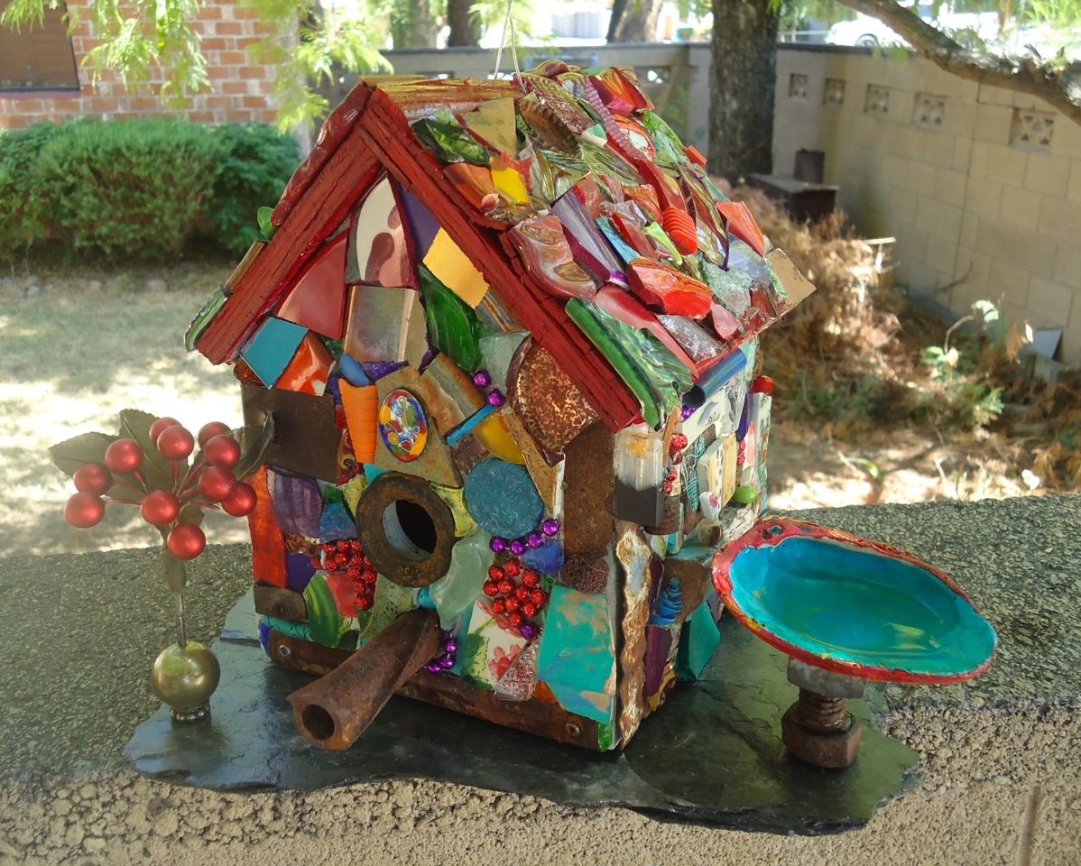 "Birdhouse 2" mixed media, 10" high x 10.5" wide x 12" deep AVAILABLE / $525