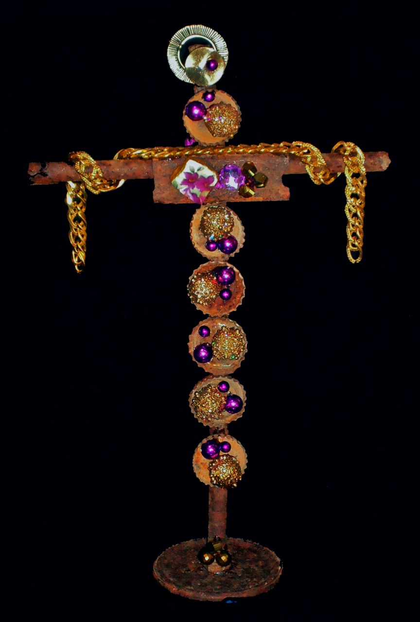 "Adorned" mixed media, 11"h x 7"w