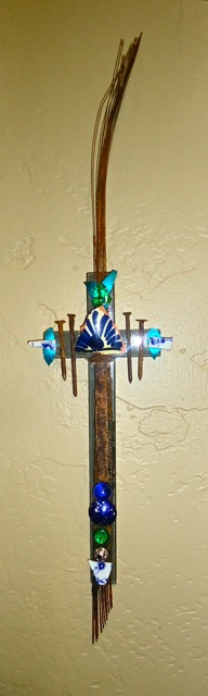 "Rise Up" mixed media, 12"h x 4"w 