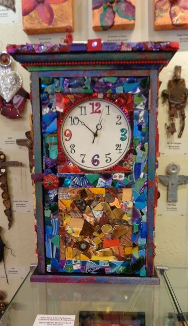 Insanity Clock, mixed-media mosaic,  Jane Nassano.jpeg