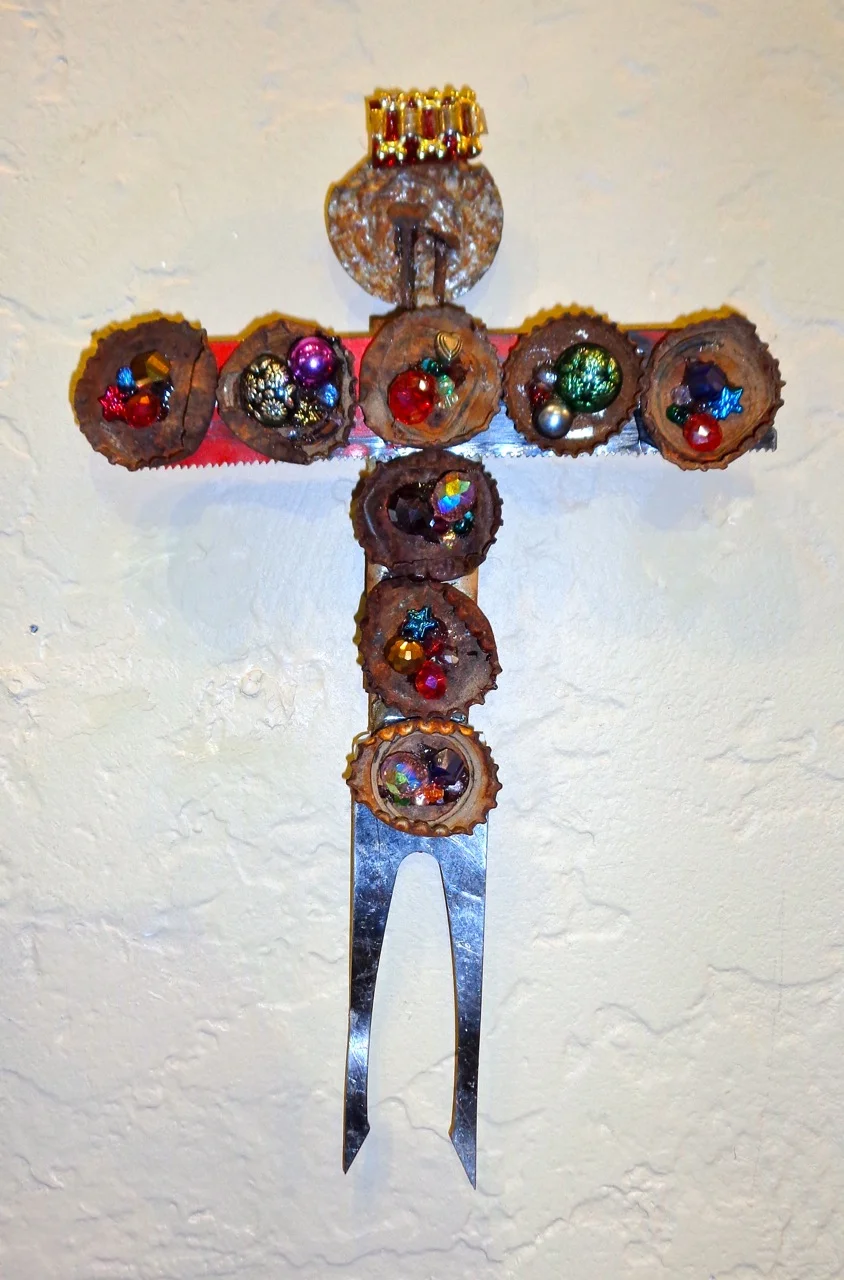 "Life of the Party" mixed media, 9"h x 5"w 