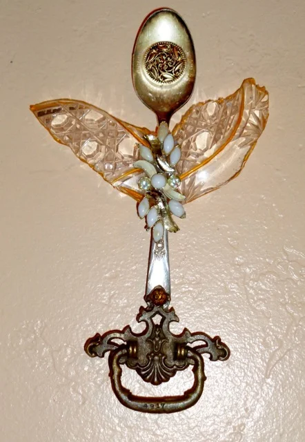 " Antique Angel " mixed media, found object, 8"h x 6"w