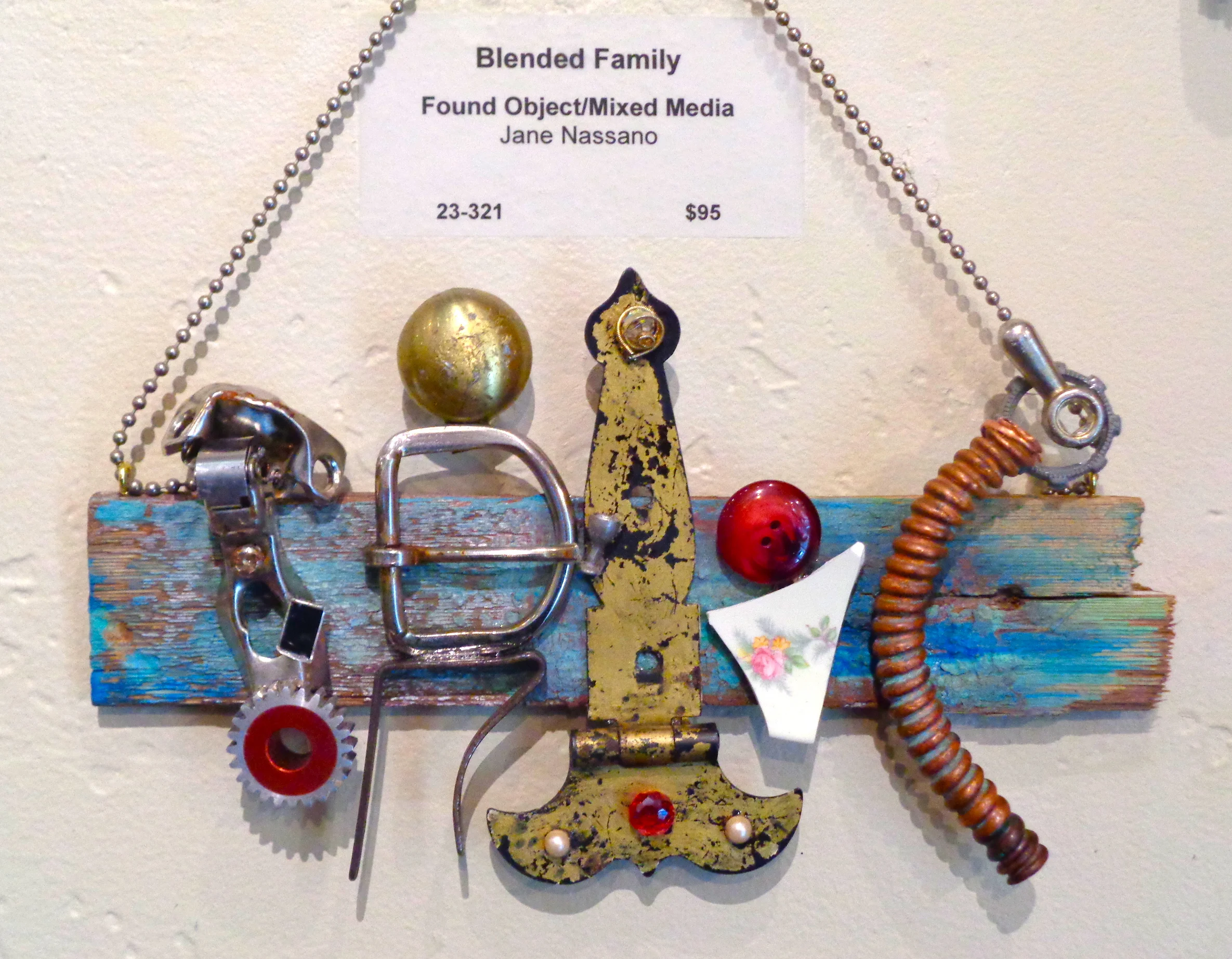 "Blended Family" mixed media, found object, 10"h x 5"w AVAILABLE / $95
