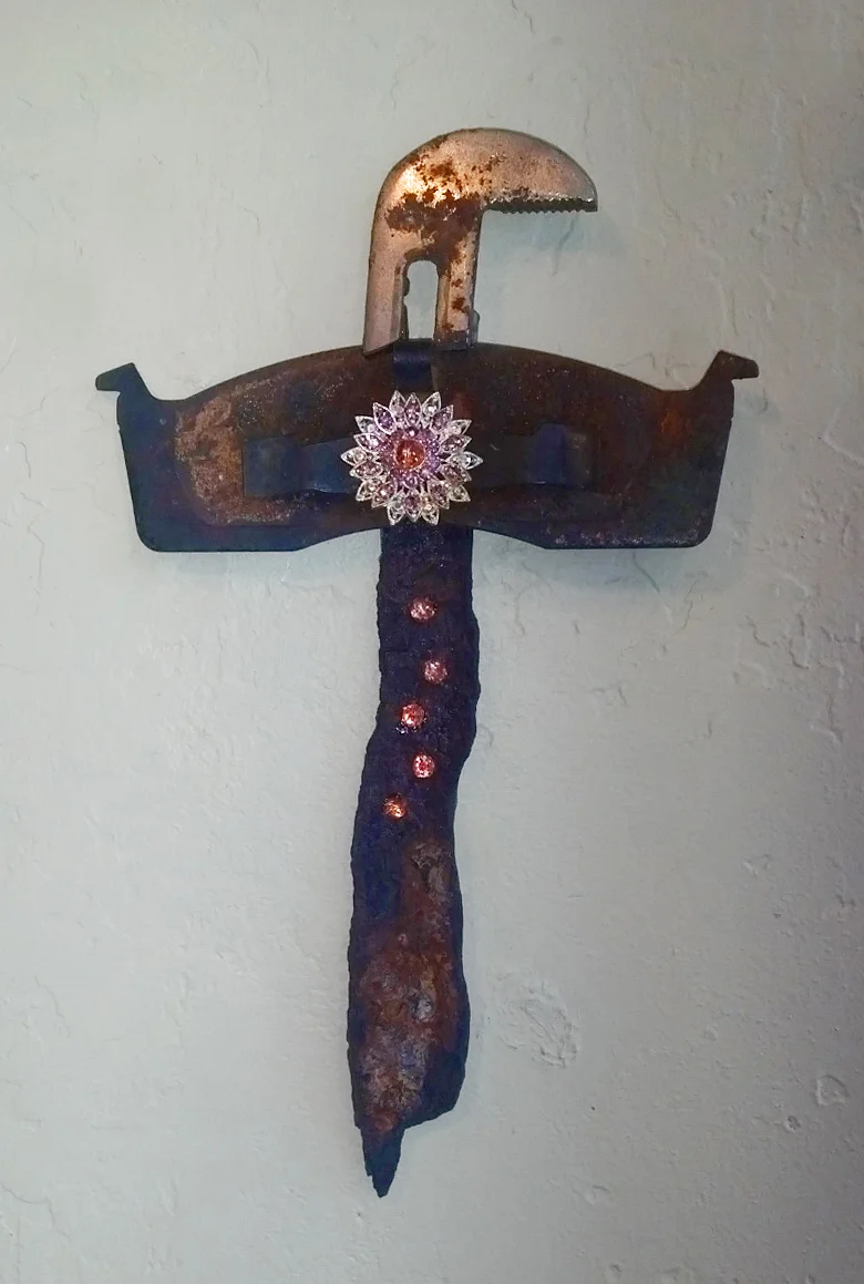 " Walk Like An Egyptian " mixed media, found object, 9"h x 6"w AVAILABLE / $85