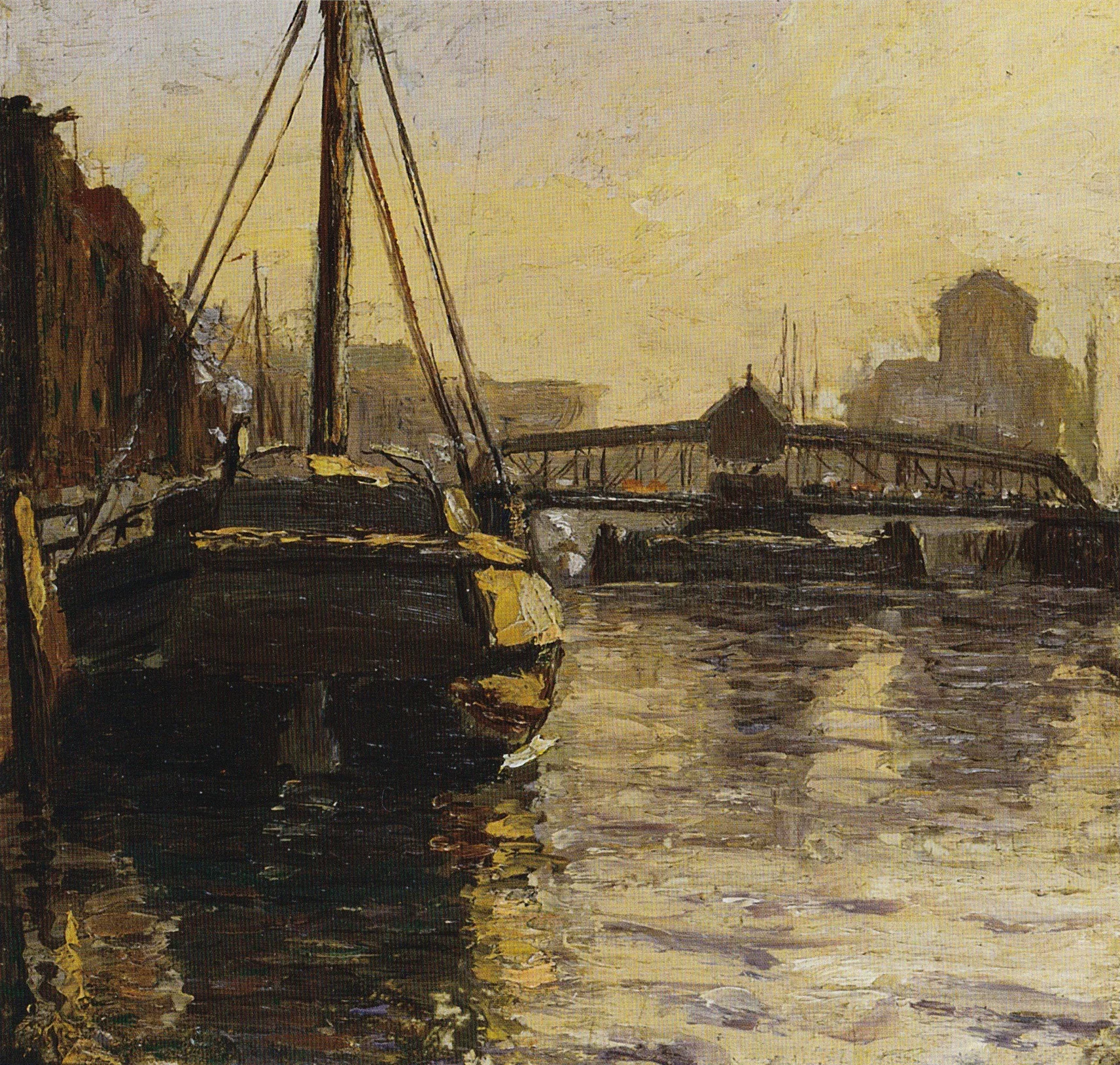 At the Dock, c. 1896; oil/board, 8" x 8"