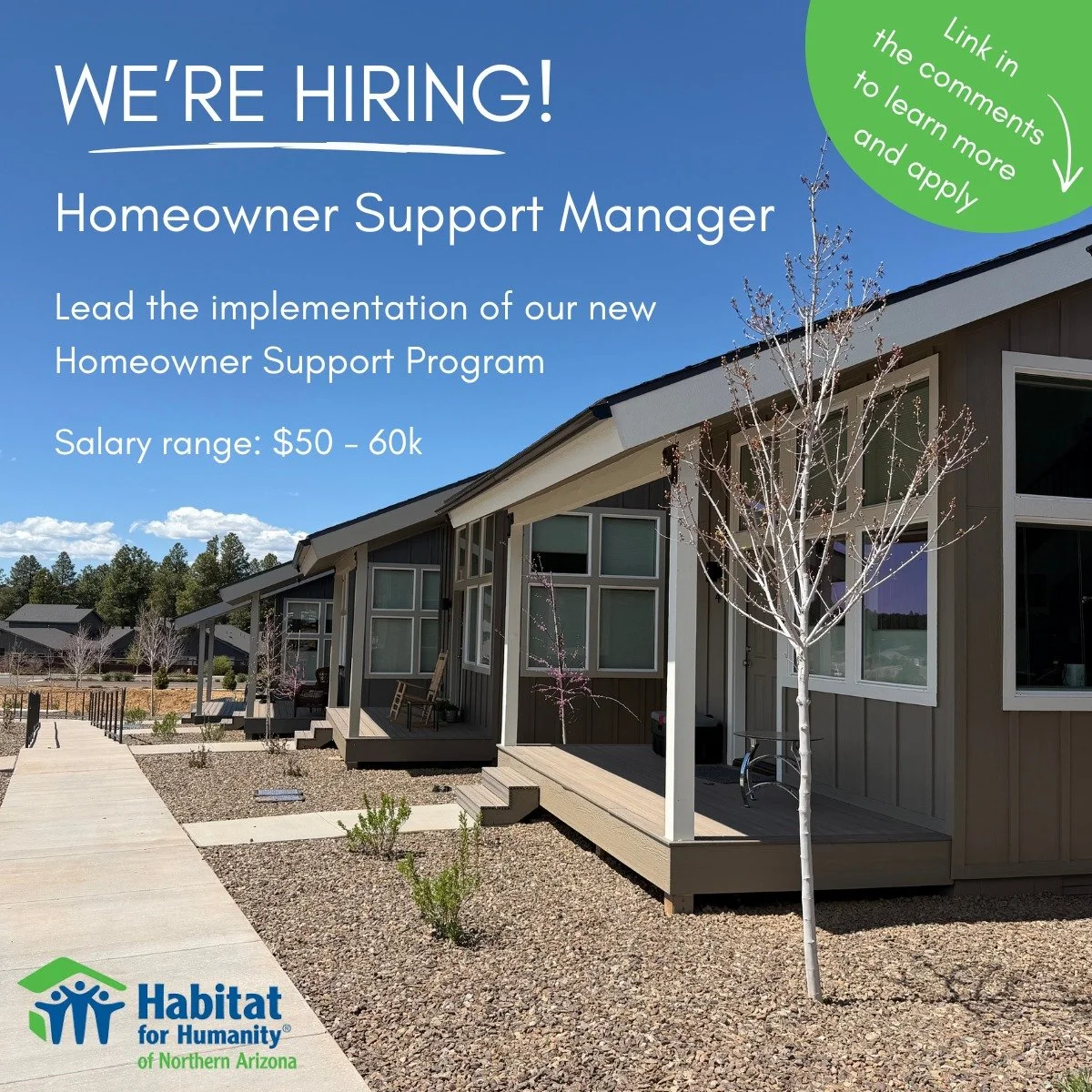 Click here to learn more and apply! 
https://www.habitatflagstaff.org/job-opportunity