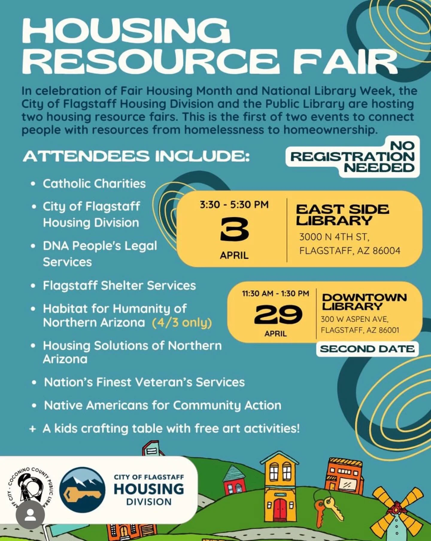 Swing by this Friday between 3:30 and 5:30 PM to learn about our Starter Home Program as well as other great services and resources the Flagstaff community has to offer. See you then! 

#community #flagstaffaz #HabitatForHumanity #starterhomes