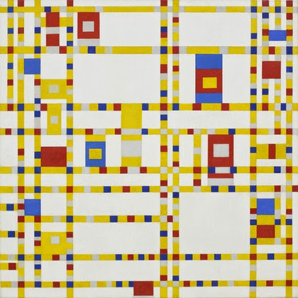Broadway Boogie Woogie (50 x 50") , from the collection at MoMA .