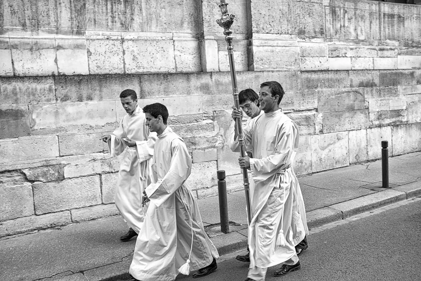  Alter serves leaving the sacristy after a mass in Versailles. 