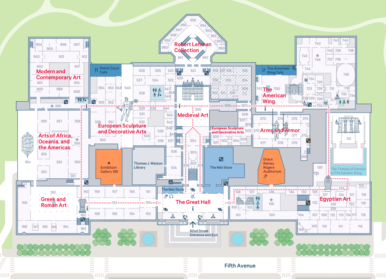 Collections map of the Metropolitan Museum of Art.