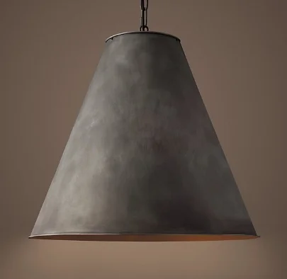  This beautiful antique metal pendant from Restoration Hardware is a great choice for an industrial look. 