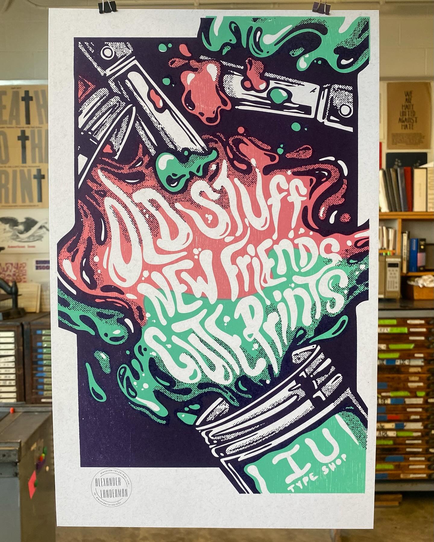 All I do is make things and teach wonderful humans to make things too. 

Today we had @usi_artdesign in the @iuletterpressstudio making cute prints and talking about typesetting. 10/10 good time with wonderful folks. 

The biggest shout out to @kenne