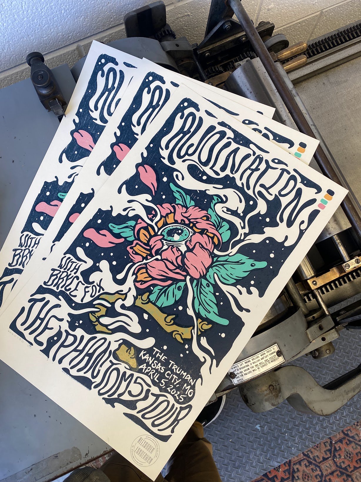 Hand-printed letterpress concert poster created for AWOLNATION live performances