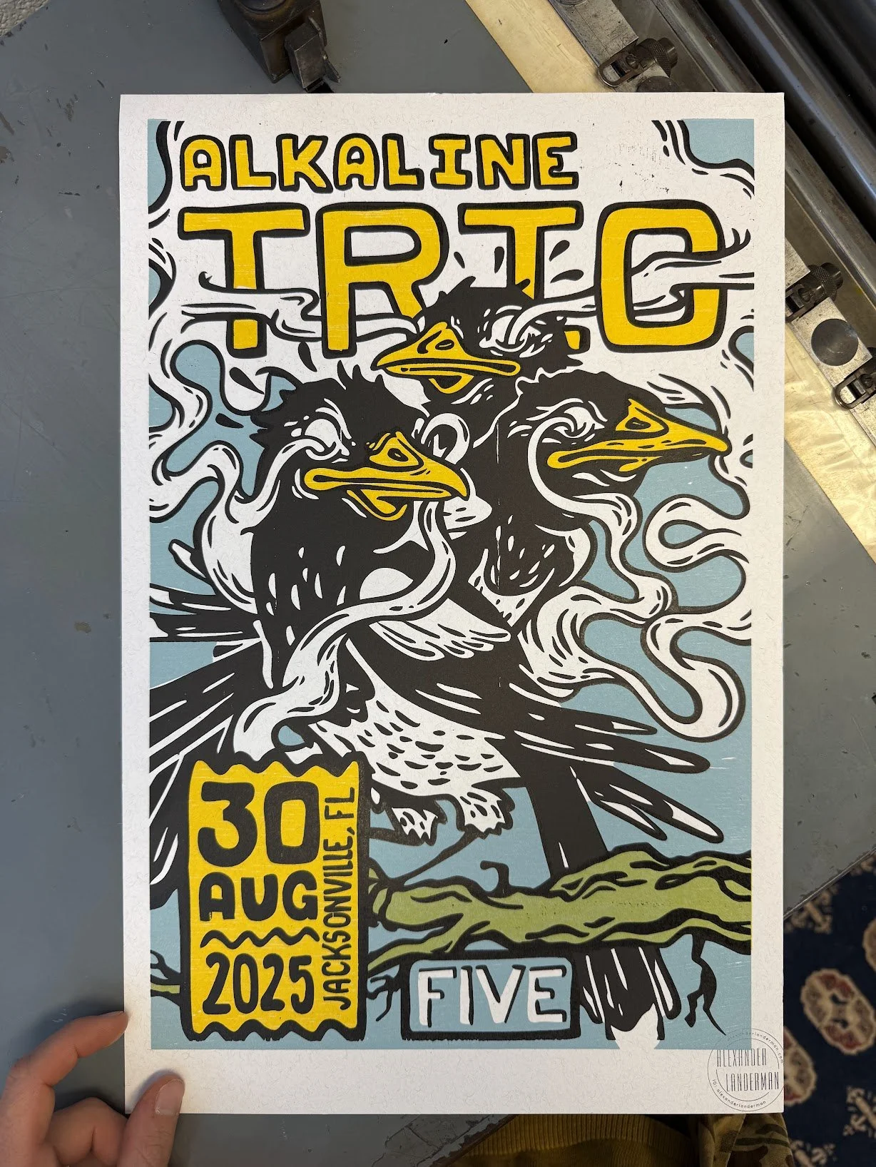 Letterpress show poster designed and printed for Alkaline Trio