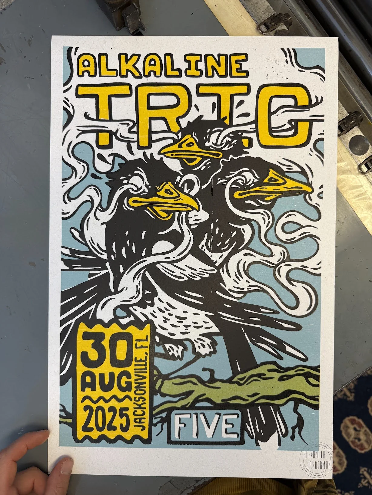 Hand-printed letterpress concert poster for Alkaline Trio.
