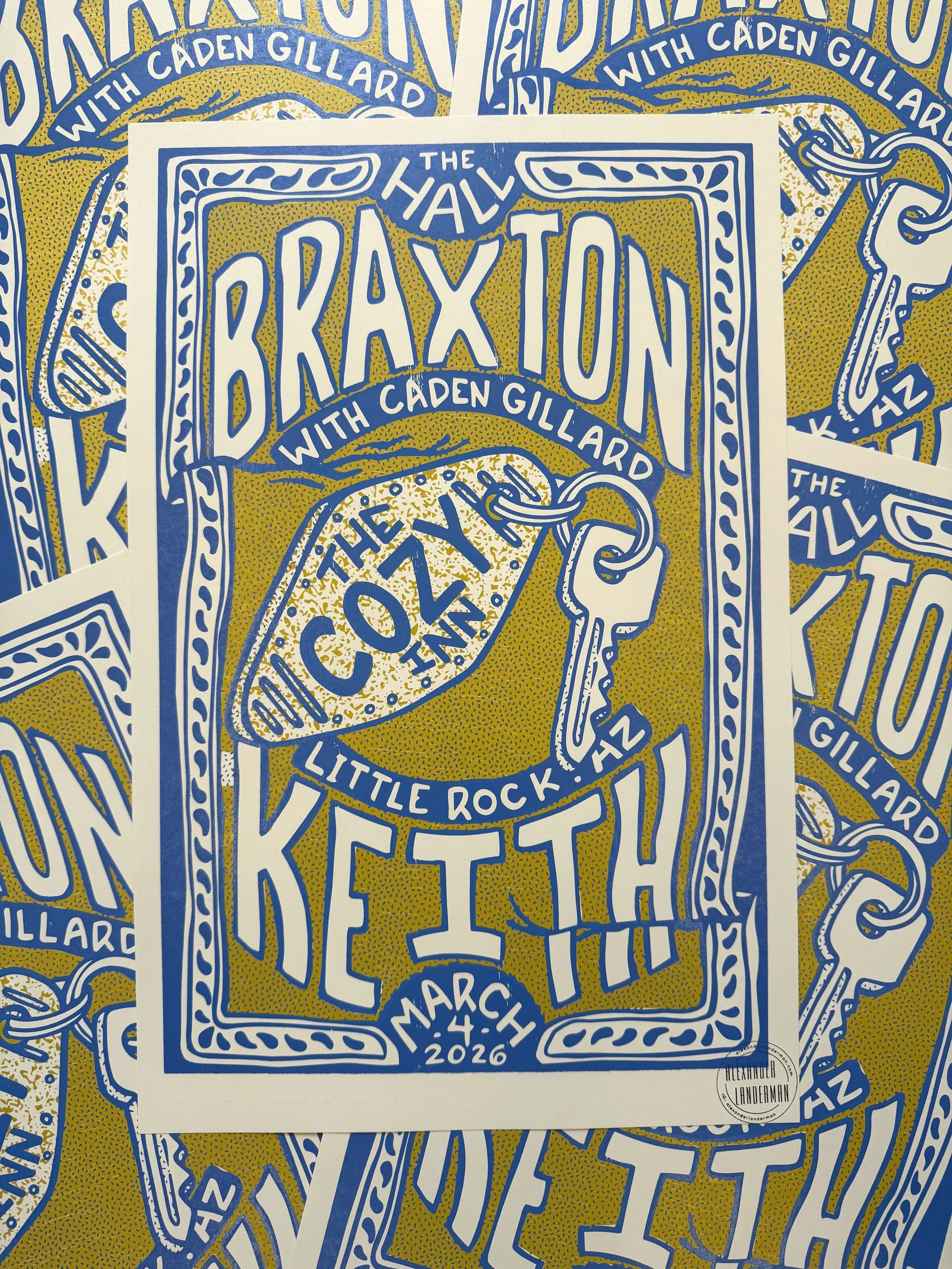 Braxton Keith – The Hall – Little Rock, Arkansas – 2026 | Hand-Printed Concert Poster