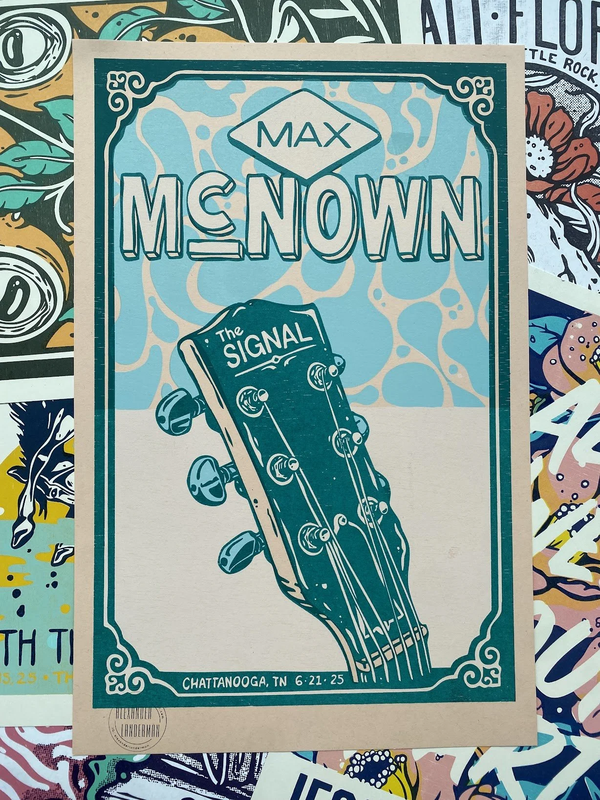 Relief-printed letterpress show poster designed and printed for Max McNown
