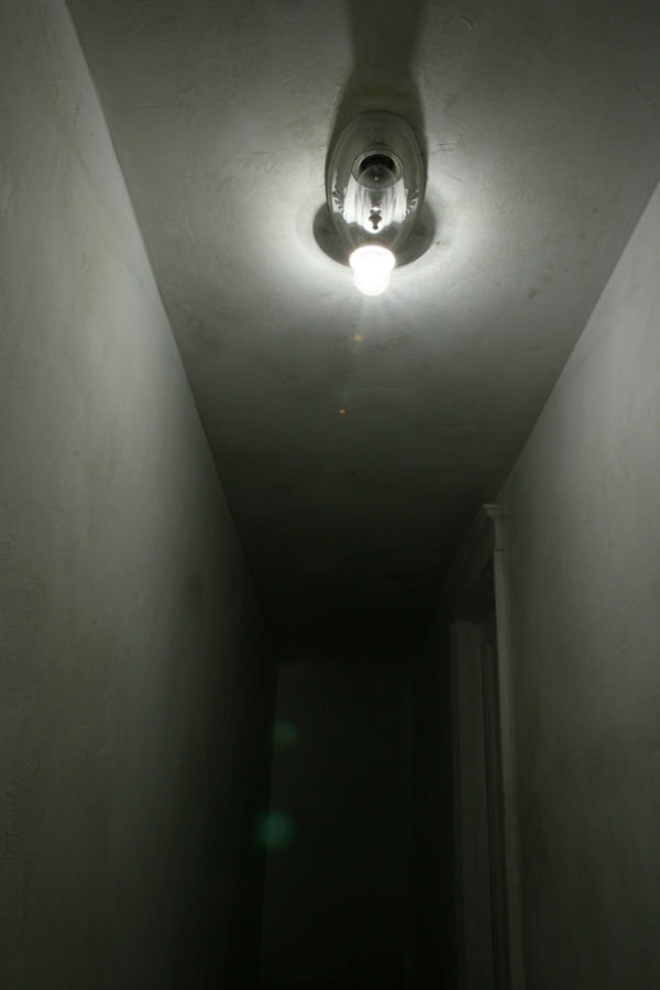 Interior hallway, The Stolen Hours, site-specific installation, created with a grant from The Mayor's Office of Arts and Culture, Seattle
