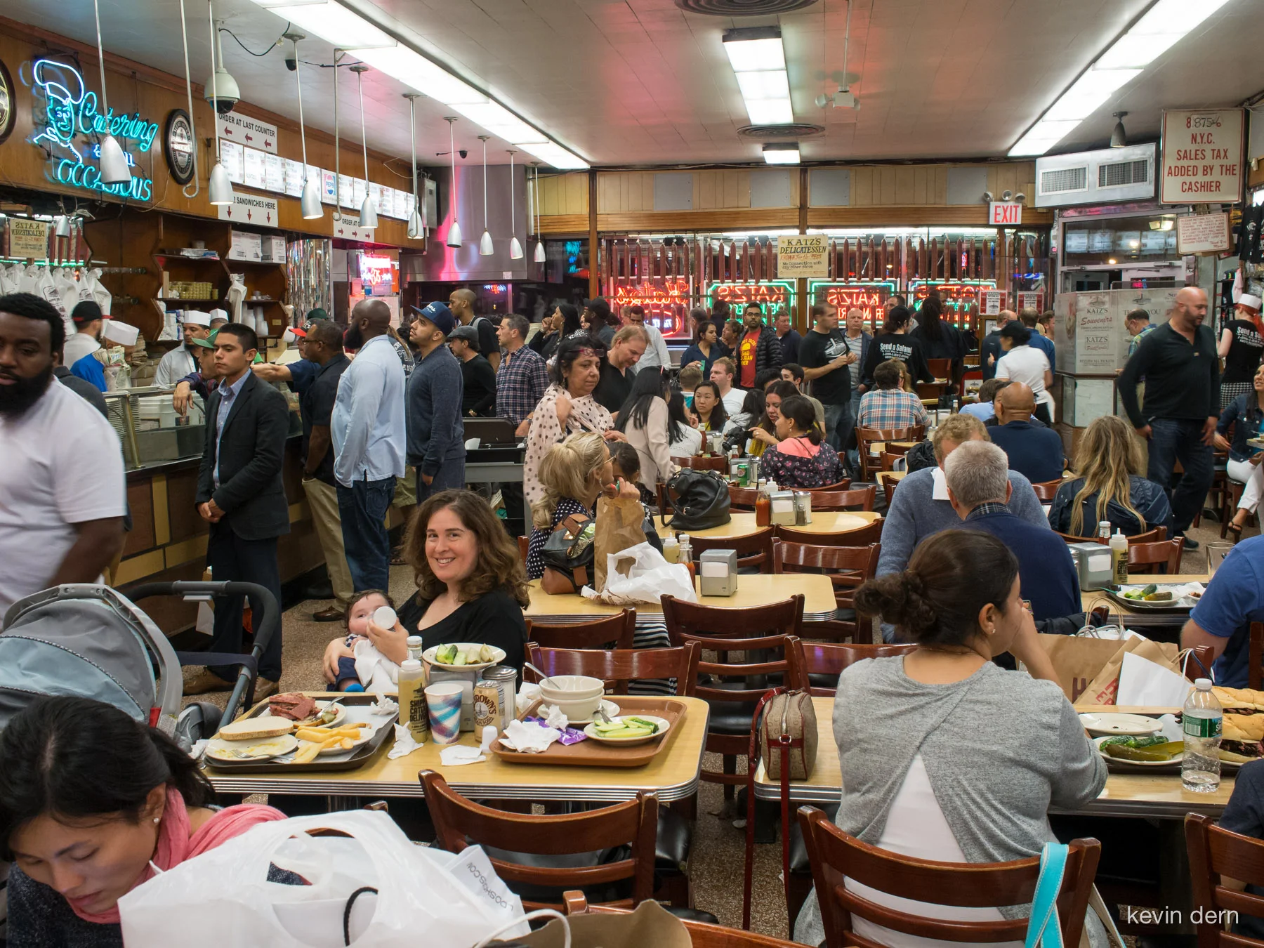 Rachel feeding Jack for real at Katz's Deli