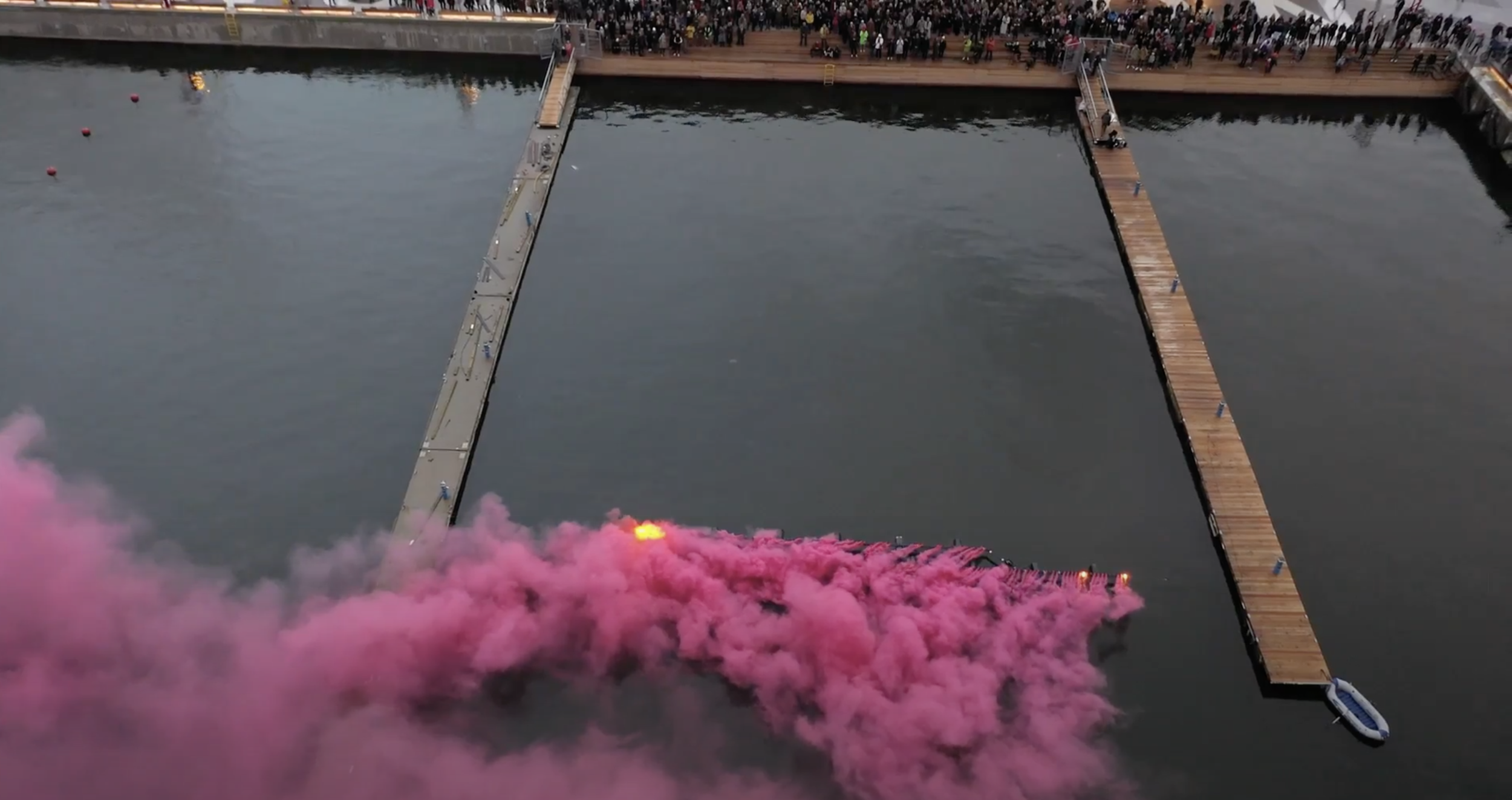 Raphaele Shirley, "100 Pink Smoke Flares (twice)," 2019