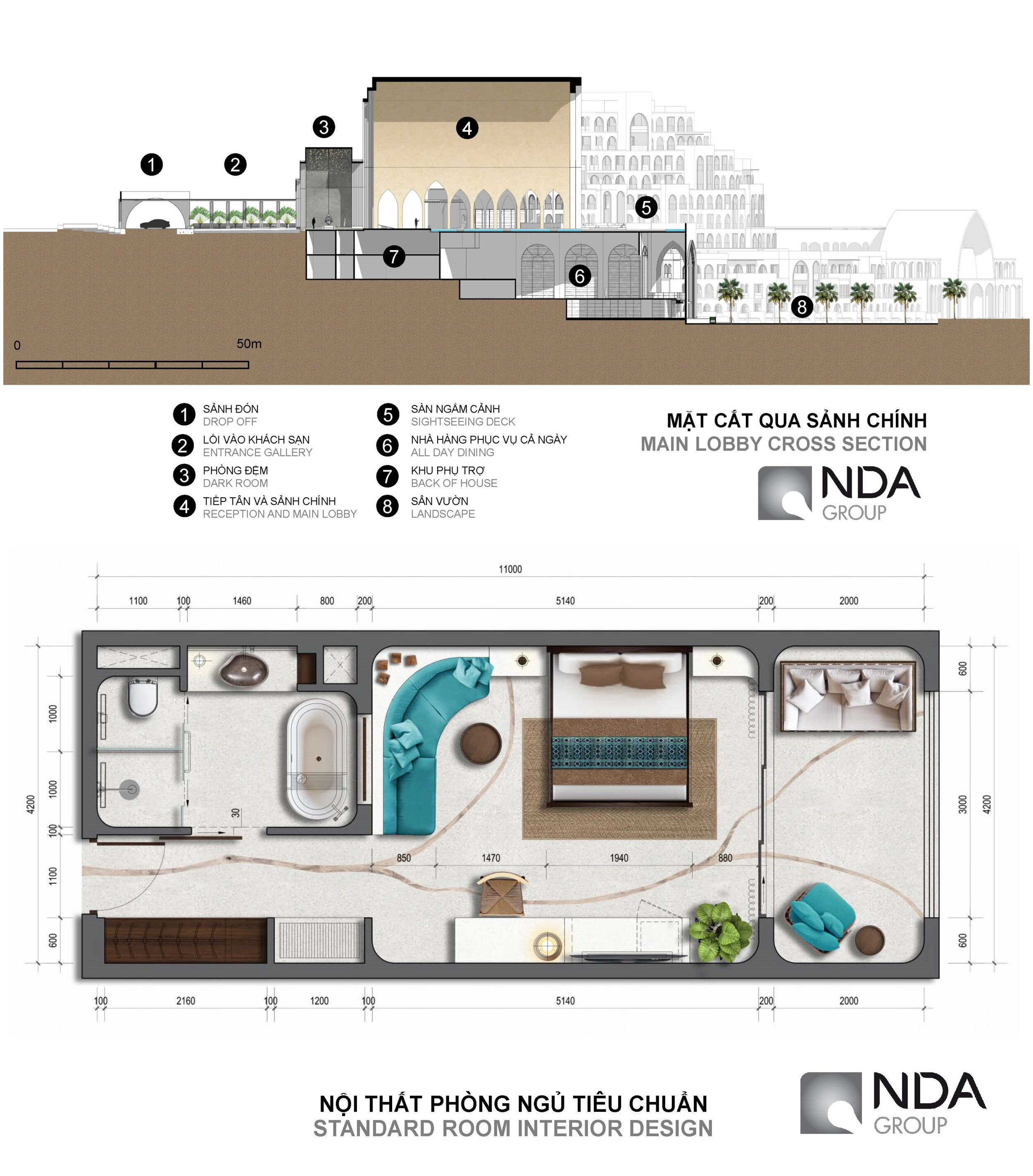 横截面&amp;大堂截面&amp;标准间布局