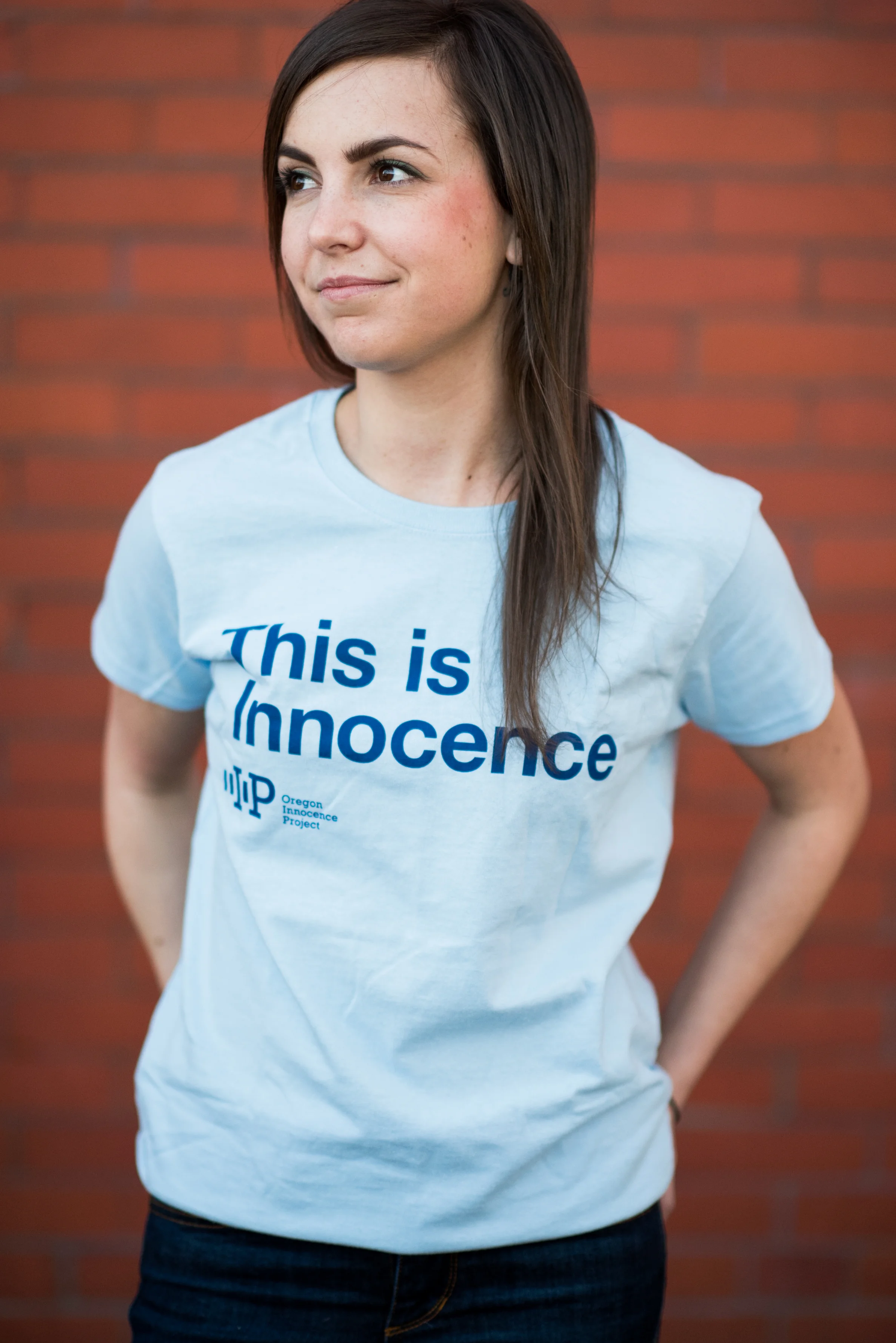 light blue tee shirt