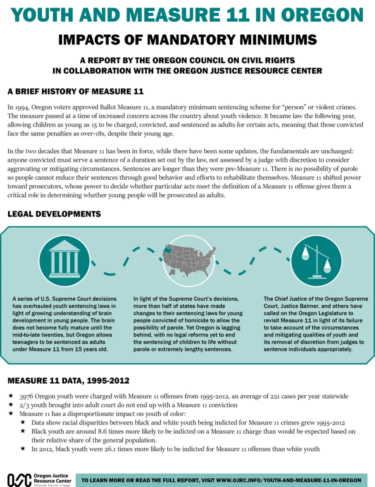 Youth And Measure 11 In Oregon Oregon Justice Resource Center