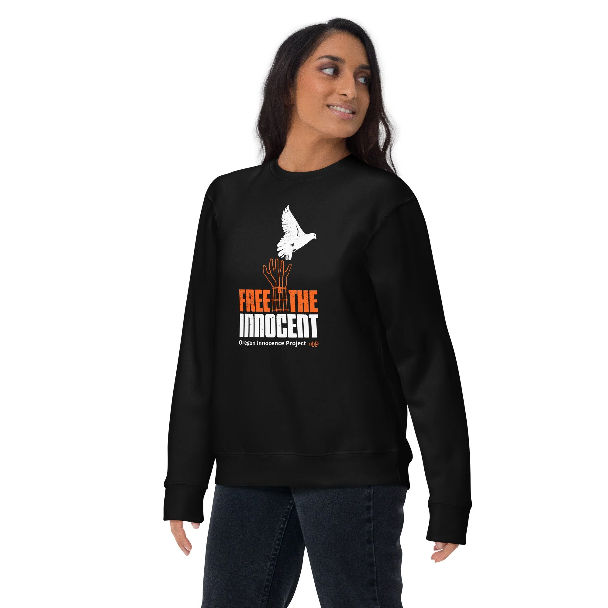 FREE THE INNOCENT - CREW NECK SWEATSHIRT - BLACK