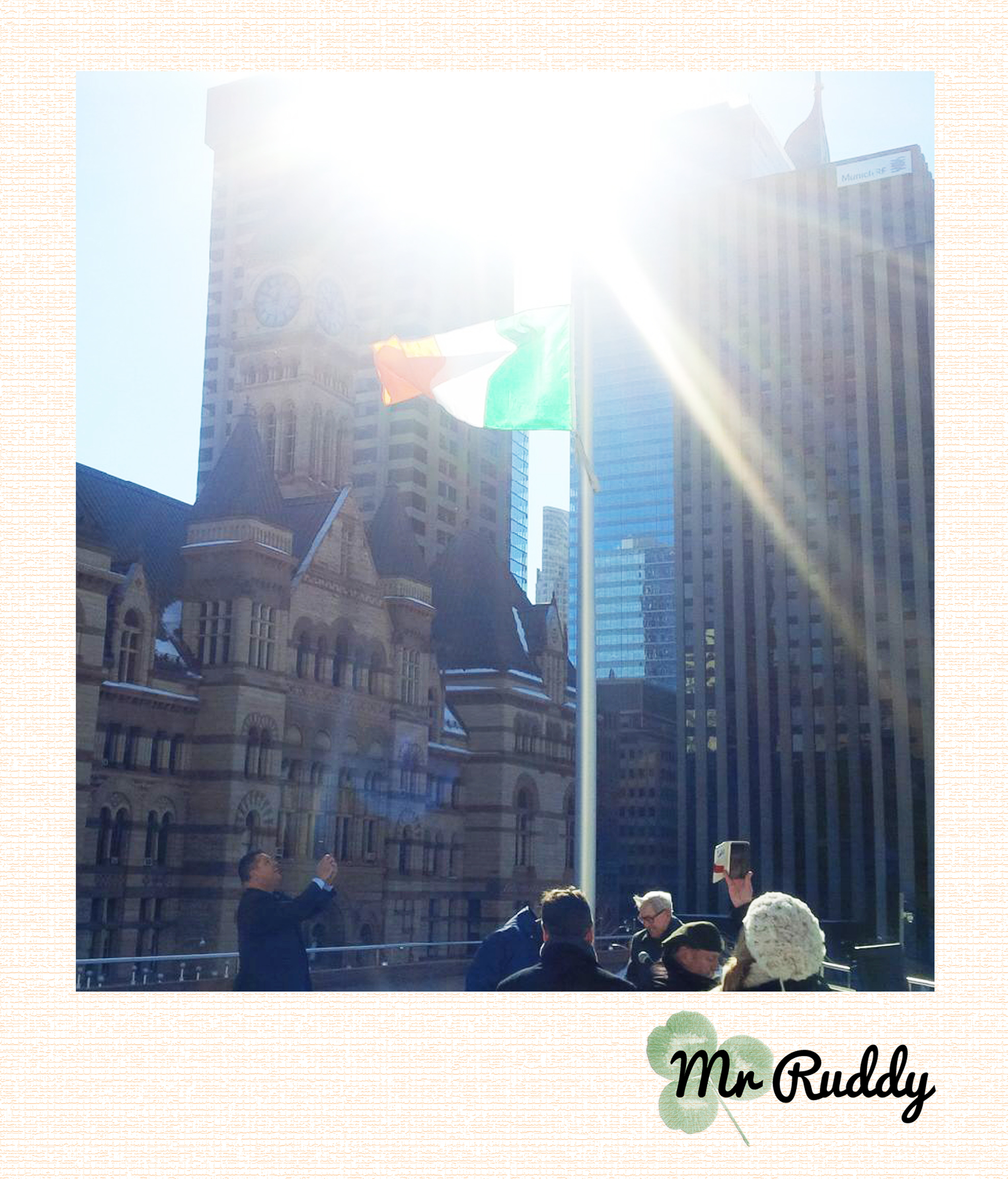 Irish Flag hoisted over Nathan Phillips Square...