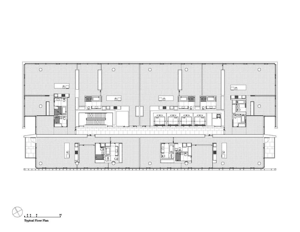 In residential high rise design, the building's floor plans are always the primary consideration; all architectural elements must bend to the economics that unit counts and efficiency require. We managed to plan efficient, spacious units, maintain a…