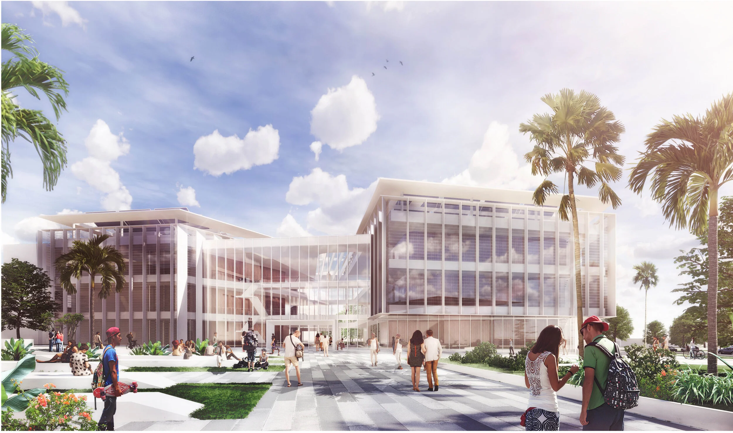 Option 3: Working with the desire lines of pedestrian flow through the building, this scheme splits the building massing into major and minor elements that could correspond to the expected split in program between research and teaching spaces.