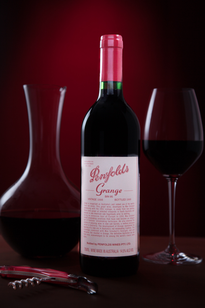 Penfolds Grange with Decanter and Glass