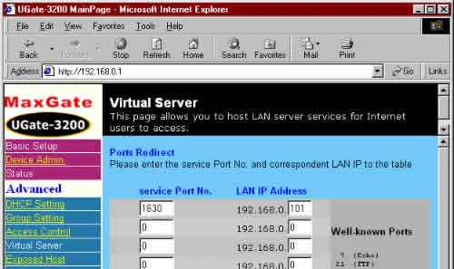 Figure 2. Opening up a port