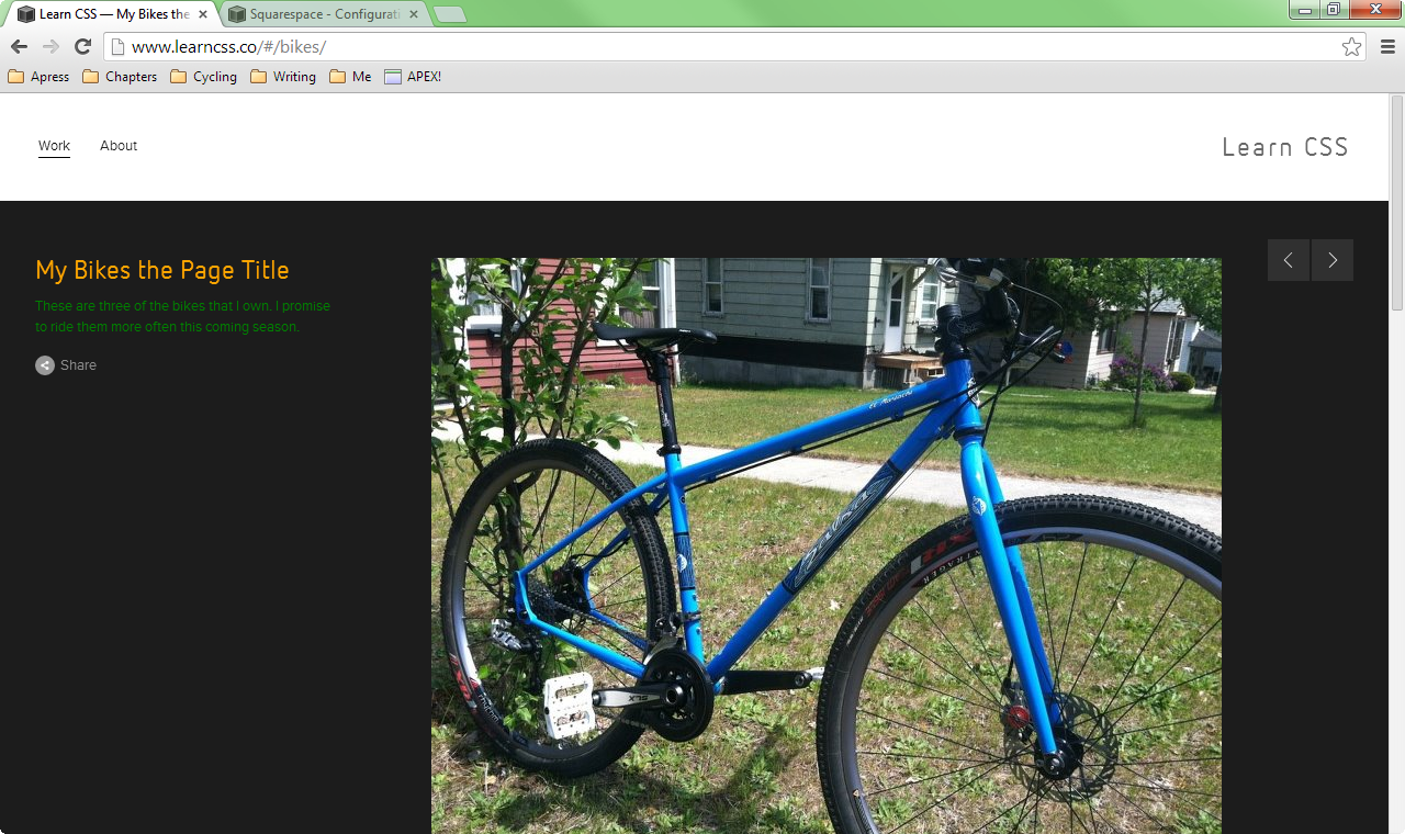 Figure 3. The Bikes gallery after clicking the image of the blue bike in Figure 1