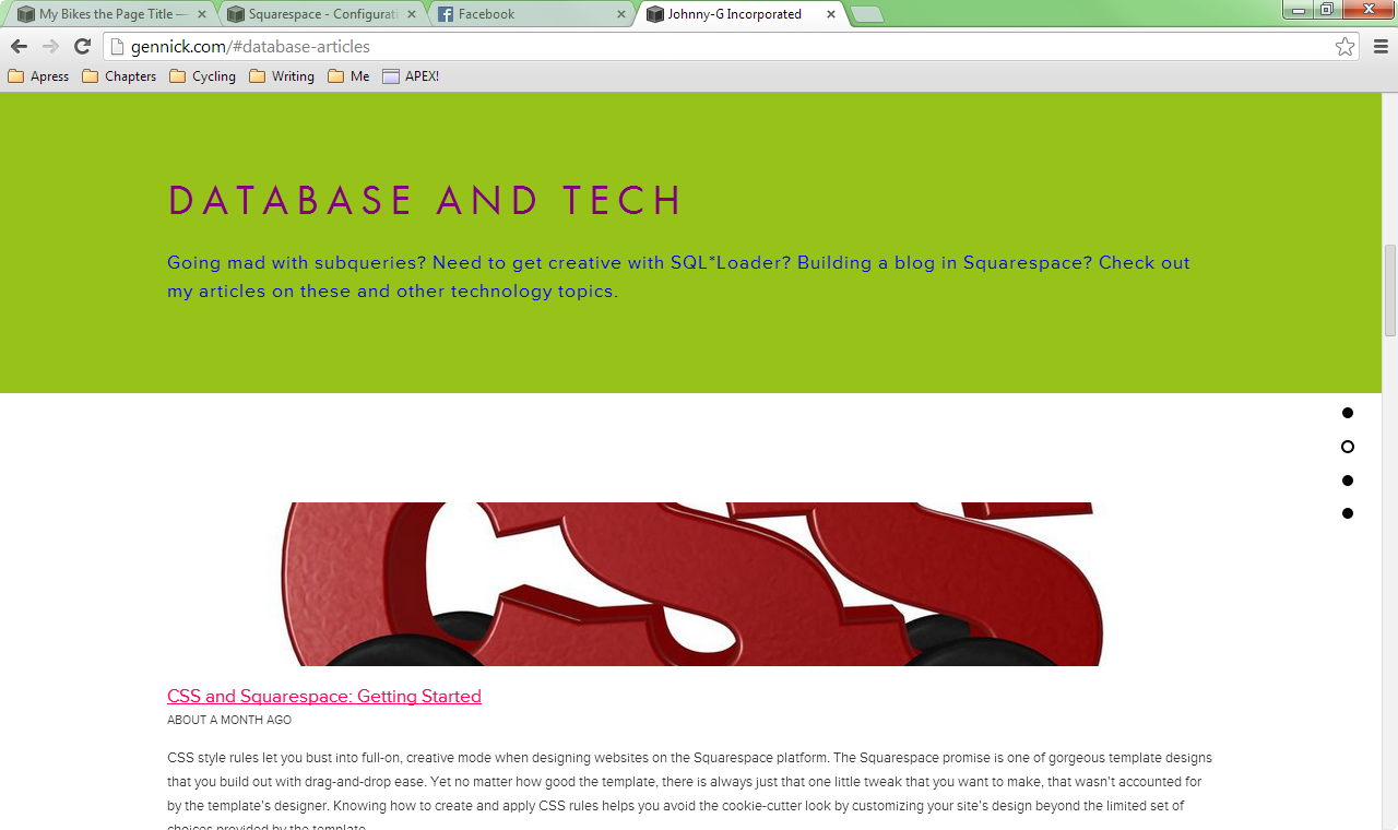 Figure 6. My home page scrolled to show the region corresponding to my Database and Tech blog page