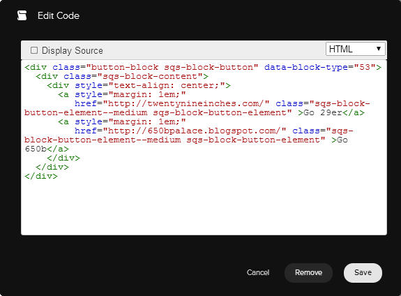 Figure 1. The solution code as it appears when pasted into a Squarespace Code block