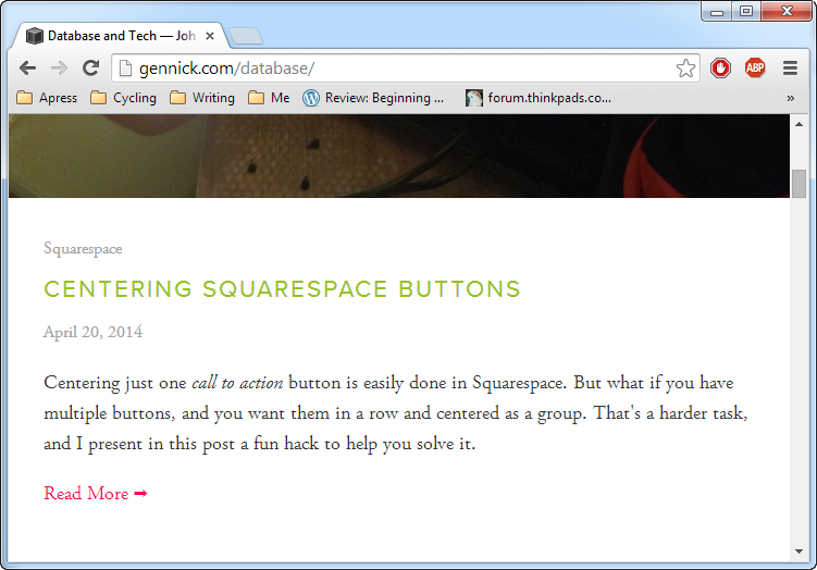 Figure 1. Default listing of blog posts in the Bedford template