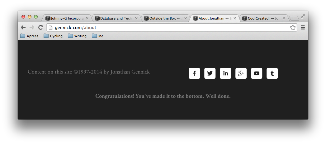Figure 4. About-page footer, with social icons