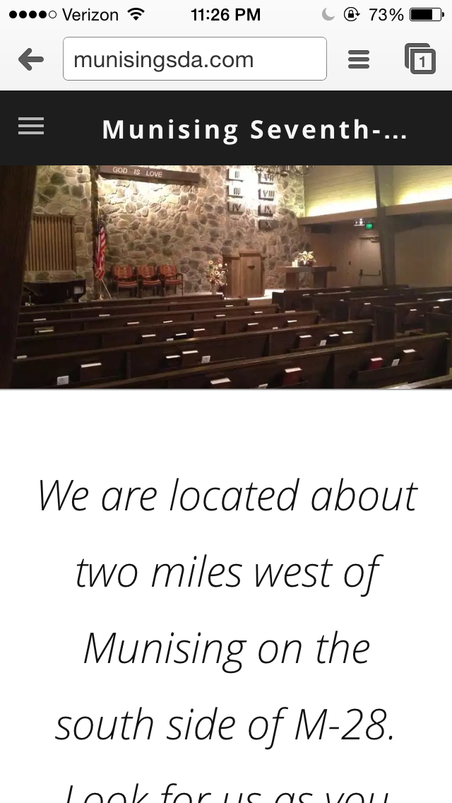 ------------ Figure 1. The Five template used by the Seventh-day Adventist congregation in Munising, MI has the hamburger icon at the upper left.